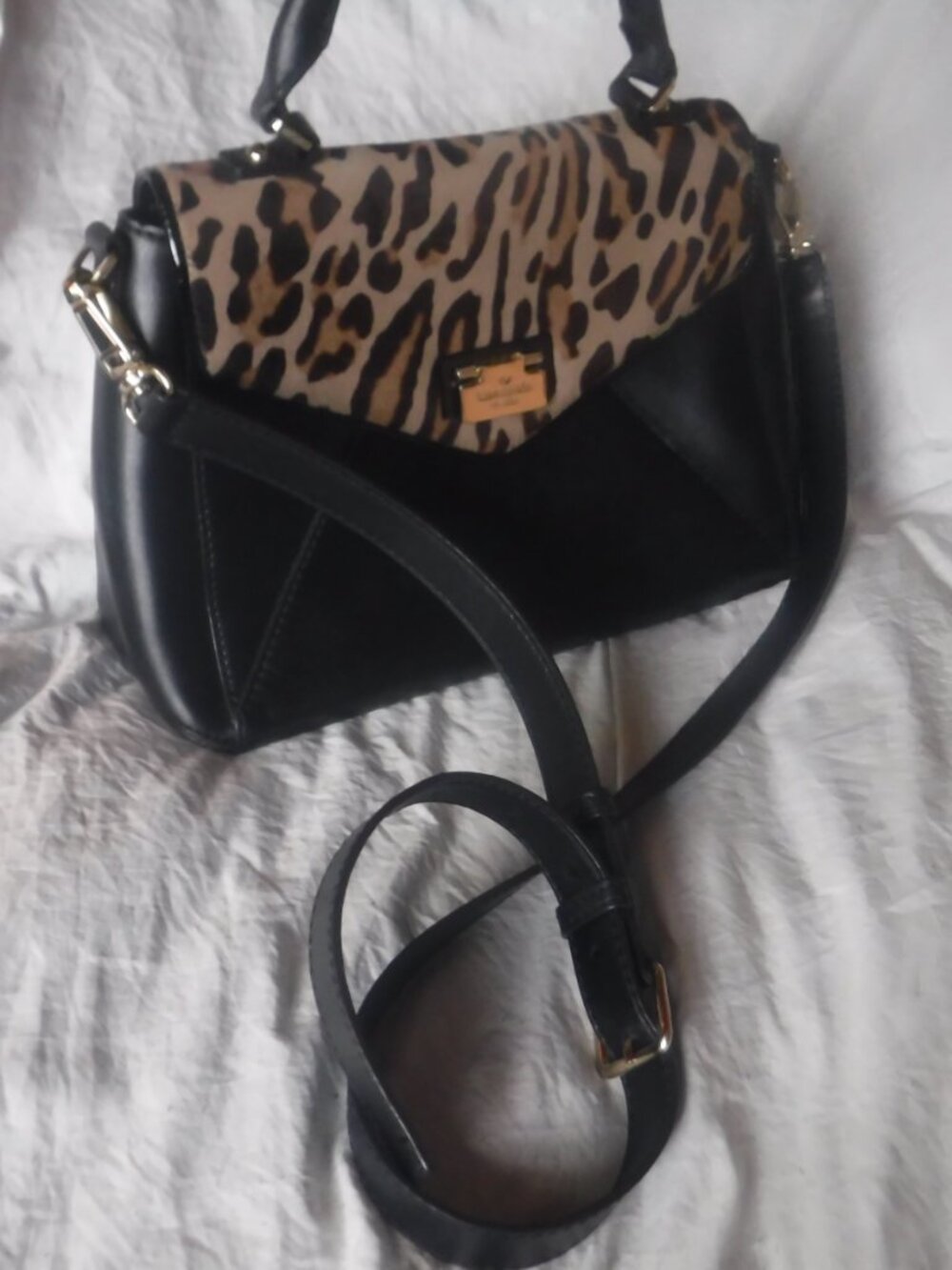 Kate Spade Leopard Black Leather Jaguar Print Purse